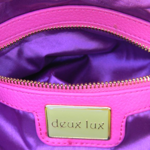 Deux Lux Handbag Hot Pink Vegan Leather Weave Large Purse - Picture 10 of 11